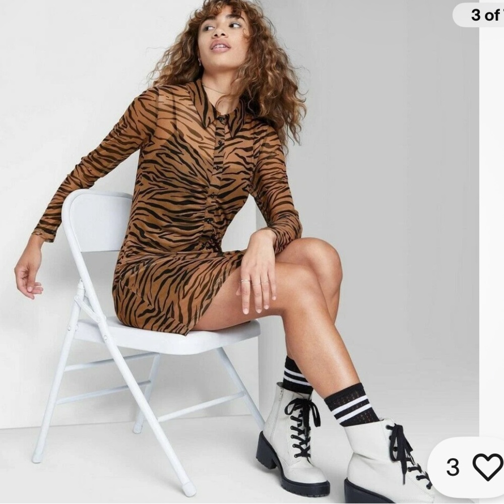 Wild Fable Sheer Animal Tiger Print Mesh Dress